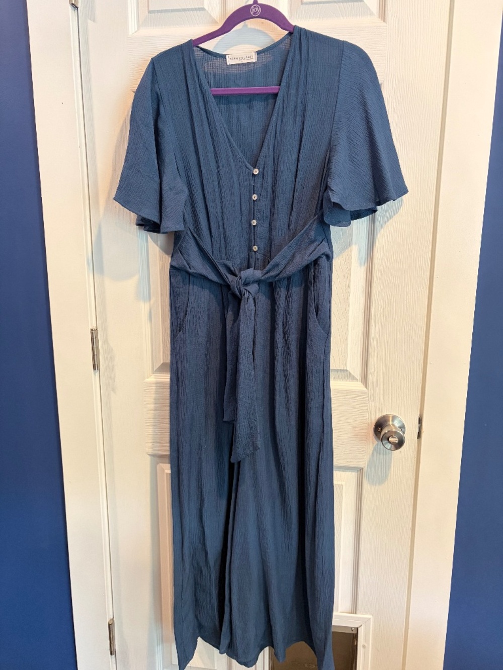 Keen The Label Blue Wide Leg Jumpsuit Medium